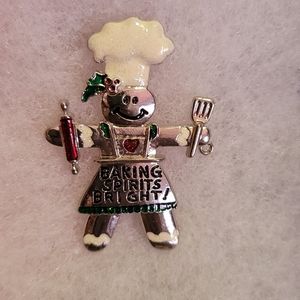 Gingerbread Baker Brooch
